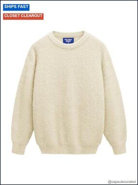 Oversized Mohair Furry Knit Sweater Crew Neck Pullover